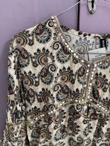 Boho Paisley Print Embellished Kurta