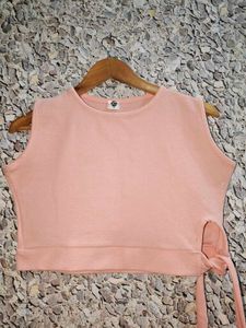 Peach Sleeveless Crop Top