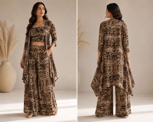 Brown Animal Print 3-Piece Co-Ord Set