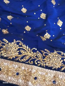 Stunning Blue Embroidered Saree