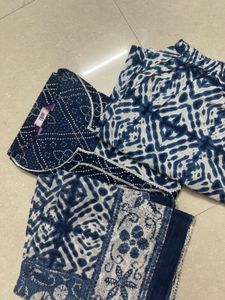 Blue Bandhani Kurta Set