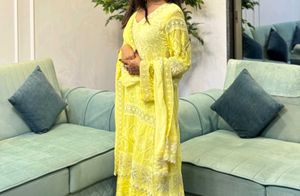 Dupatta Anarkali Suit And Pant Set For Women