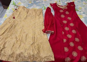 Red Anarkali Style Lehenga Choli