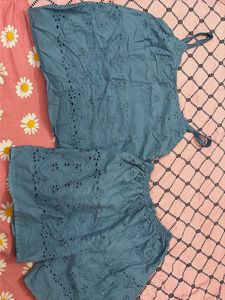 Blue Eyelet Co-ord Set