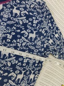 Cozy Blue Deer Print Nightgown