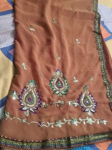 Elegant Embroidered Saree 🥻 ✨️ 😍