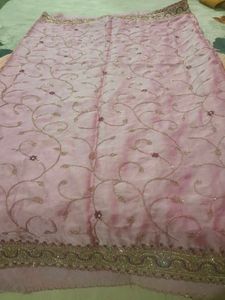 Elegant Pink Embroidered Saree