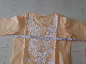 NEW Elegant Peach Chikankari Kurta