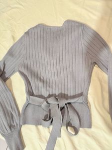 🫒Ribbed Wrap Long Sleeve Top