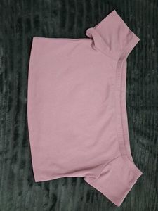 H&M Soft Pink Striped Off-Shoulder Top