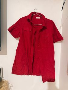 calvin klein Red Short Sleeve Button-Up Shirt