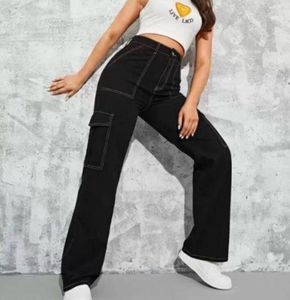 Women 6 Pocket Black Cargo Pants