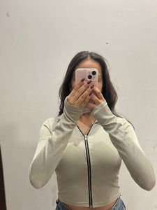Zip-Up Cropped Long Sleeve Top
