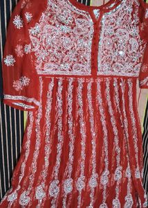 combo of Embellished Royal Blue and Red kurti with