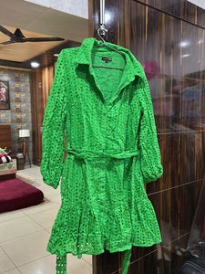 Green Lace Mini Dress