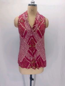 Women's Pink Printed Sleeveless Blouse