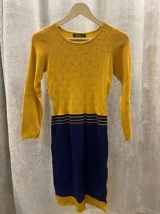 Yellow & Navy Striped Knit Dress