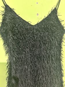 Sparkly Black Fringe Mini Dress