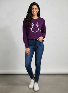 Purple Smiley Lightning Sweatshirt
