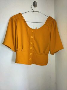 Chic Mustard Yellow Square Neck Top