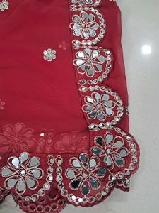 Elegant Red Embroidered Saree