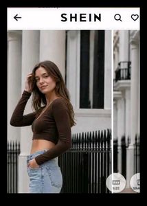 Stylish Brown V-Neck Crop Top size m
