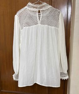 Crochet Boho Detail White Blouse