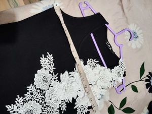 Black Lace Flower Applique Top