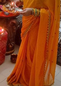 Mustard Yellow Sari (Ready To Wear)