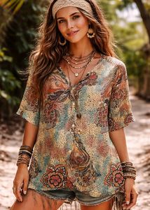 Boho Paisley Print Tunic Top