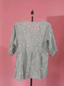 Light Blue Floral Print Tunic Top