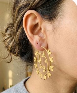 Boho Leaf Hoop Earrings