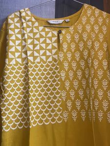 Mustard Printed Kurta