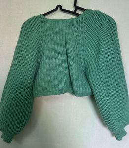 Chic Green Knit Wrap Sweater