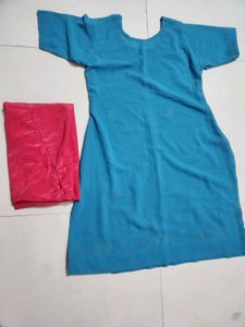 Teal Kurta with Pink Salwar