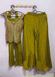 Olive Green Embroidered 3 piece Set