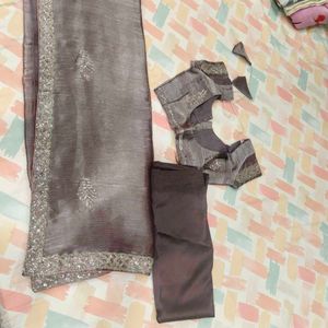 full beaded Saree blouse and peticoat