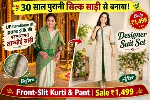 Vintage UP Handloom Pure Silk Tanchoi Kurta & Pant