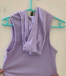 Lavender Ribbed Zip-Up Hoodie Tank