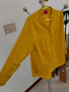 Casual Yellow Shirt For Girls With 3/4th Sleeves