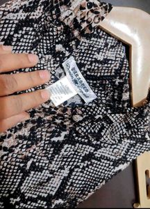 Snake Print Sleeveless Mock Neck Dress 36 Bust