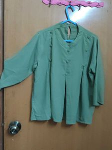 Green Button-Down Blouse