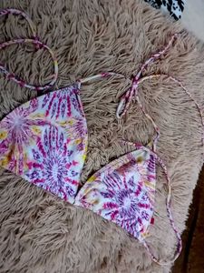 Vibrant Tie-Dye Triangle Bikini Top