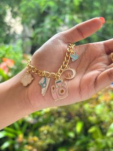 Cute Charm Bracelet with Camera & Sneaker
