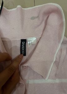 H&amp;M Pink Striped Polo Shirt