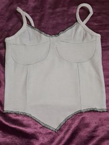 Y2k Ribbed White Inside Out Tank Top