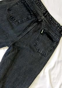 Acid Wash Charcoal Grey Ripped Straight-Fit Jeans