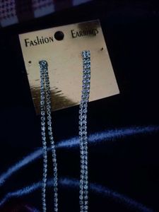 Fancy Two Line Rhinestone Earrings