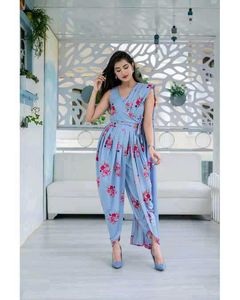 Powder Blue Indo- Western Dhoti Set - 2