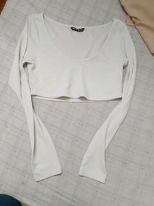 SHEIN's White Long Sleeve Crop Top
